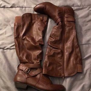 womens dark brown, tall leather boots